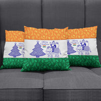 India Christmas Pillow Cover with Elephant Santa Tree Design and Tricolor Holiday Pattern - Wonder Print Shop
