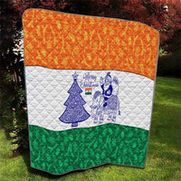 India Christmas Quilt with Elephant Santa Tree Design and Tricolor Holiday Pattern - Wonder Print Shop