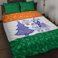 India Christmas Quilt Bed Set with Elephant Santa Tree Design and Tricolor Holiday Pattern - Wonder Print Shop