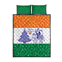 India Christmas Quilt Bed Set with Elephant Santa Tree Design and Tricolor Holiday Pattern - Wonder Print Shop