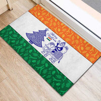 India Christmas Rubber Doormat with Elephant Santa Tree Design and Tricolor Holiday Pattern - Wonder Print Shop