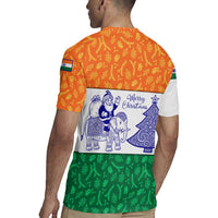 India Christmas Rugby Jersey with Elephant Santa Tree Design and Tricolor Holiday Pattern - Wonder Print Shop