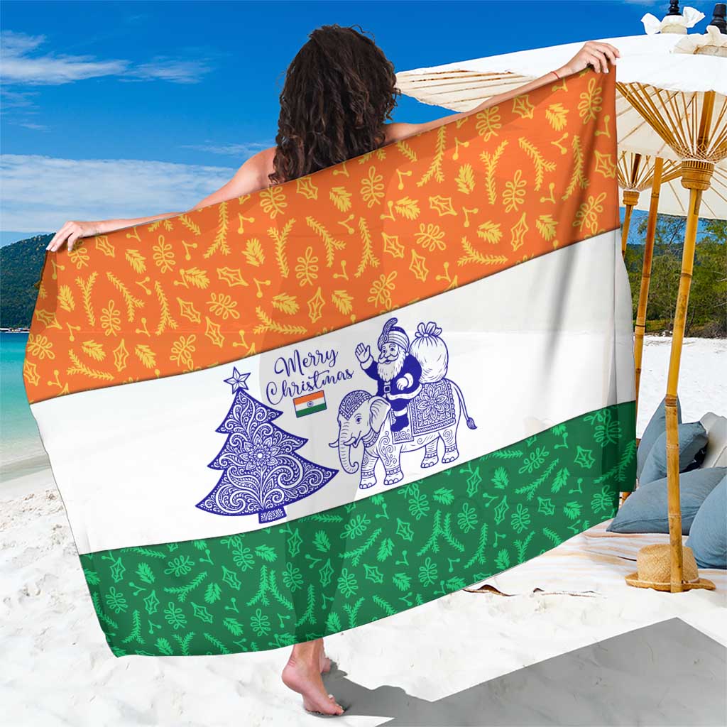 India Christmas Sarong with Elephant Santa Tree Design and Tricolor Holiday Pattern - Wonder Print Shop