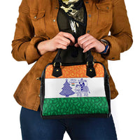 India Christmas Shoulder Handbag with Elephant Santa Tree Design and Tricolor Holiday Pattern - Wonder Print Shop