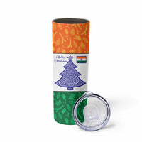 India Christmas Skinny Tumbler with Elephant Santa Tree Design and Tricolor Holiday Pattern - Wonder Print Shop