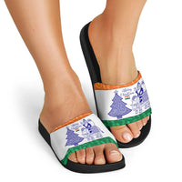 India Christmas Slide Sandals with Elephant Santa Tree Design and Tricolor Holiday Pattern - Wonder Print Shop