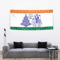 India Christmas Tapestry with Elephant Santa Tree Design and Tricolor Holiday Pattern - Wonder Print Shop