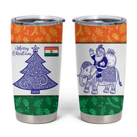 India Christmas Tumbler Cup with Elephant Santa Tree Design and Tricolor Holiday Pattern - Wonder Print Shop