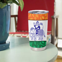 India Christmas Tumbler Cup with Elephant Santa Tree Design and Tricolor Holiday Pattern - Wonder Print Shop