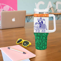 India Christmas Tumbler With Handle with Elephant Santa Tree Design and Tricolor Holiday Pattern - Wonder Print Shop