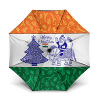India Christmas Umbrella with Elephant Santa Tree Design and Tricolor Holiday Pattern - Wonder Print Shop