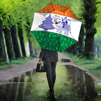 India Christmas Umbrella with Elephant Santa Tree Design and Tricolor Holiday Pattern - Wonder Print Shop