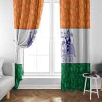 India Christmas Window Curtain with Elephant Santa Tree Design and Tricolor Holiday Pattern - Wonder Print Shop
