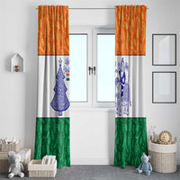 India Christmas Window Curtain with Elephant Santa Tree Design and Tricolor Holiday Pattern - Wonder Print Shop