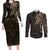 Viking Raven Couples Matching Long Sleeve Bodycon Dress and Long Sleeve Button Shirt Wisdom in Flight - Wonder Print Shop
