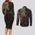 Viking Raven Couples Matching Long Sleeve Bodycon Dress and Long Sleeve Button Shirt Wisdom in Flight - Wonder Print Shop