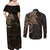 Viking Raven Couples Matching Off Shoulder Maxi Dress and Long Sleeve Button Shirt Wisdom in Flight - Wonder Print Shop