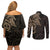 Viking Raven Couples Matching Off Shoulder Short Dress and Long Sleeve Button Shirt Wisdom in Flight - Wonder Print Shop