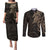 Viking Raven Couples Matching Puletasi Dress and Long Sleeve Button Shirt Wisdom in Flight - Wonder Print Shop