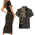 Viking Raven Couples Matching Short Sleeve Bodycon Dress and Hawaiian Shirt Wisdom in Flight - Wonder Print Shop