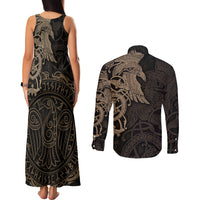 Viking Raven Couples Matching Tank Maxi Dress and Long Sleeve Button Shirt Wisdom in Flight - Wonder Print Shop