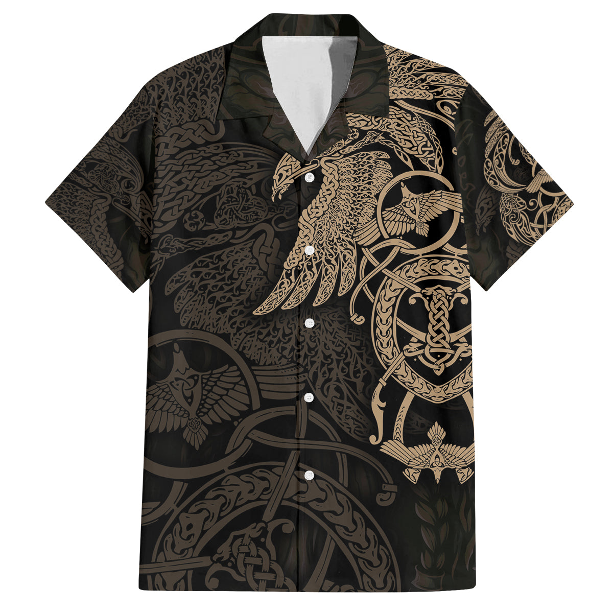 Viking Raven Family Matching Long Sleeve Bodycon Dress and Hawaiian Shirt Wisdom in Flight - Wonder Print Shop