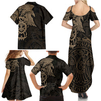Viking Raven Family Matching Summer Maxi Dress and Hawaiian Shirt Wisdom in Flight - Wonder Print Shop