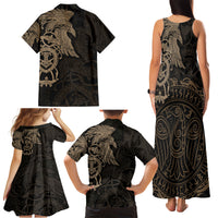 Viking Raven Family Matching Tank Maxi Dress and Hawaiian Shirt Wisdom in Flight - Wonder Print Shop