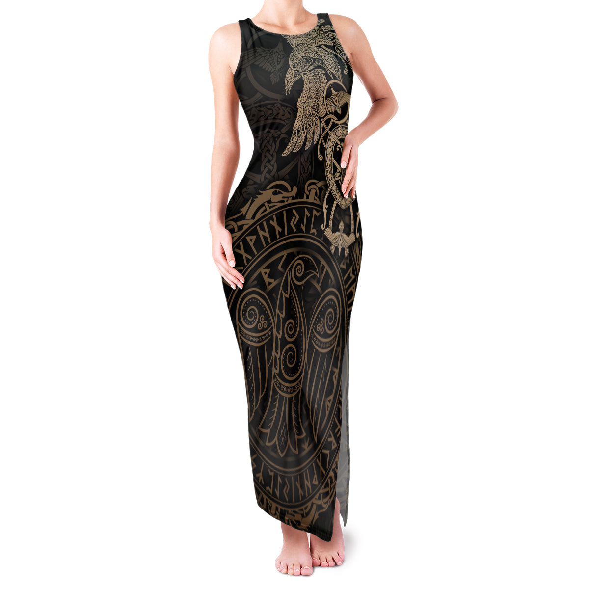 Viking Raven Family Matching Tank Maxi Dress and Hawaiian Shirt Wisdom in Flight - Wonder Print Shop