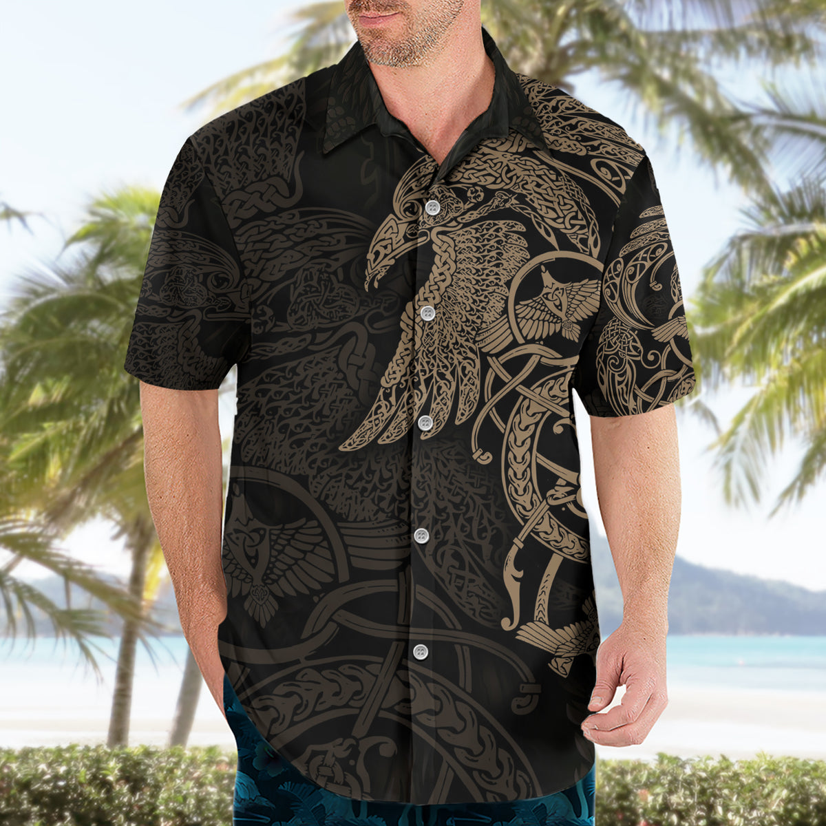 Viking Raven Hawaiian Shirt Wisdom in Flight - Wonder Print Shop