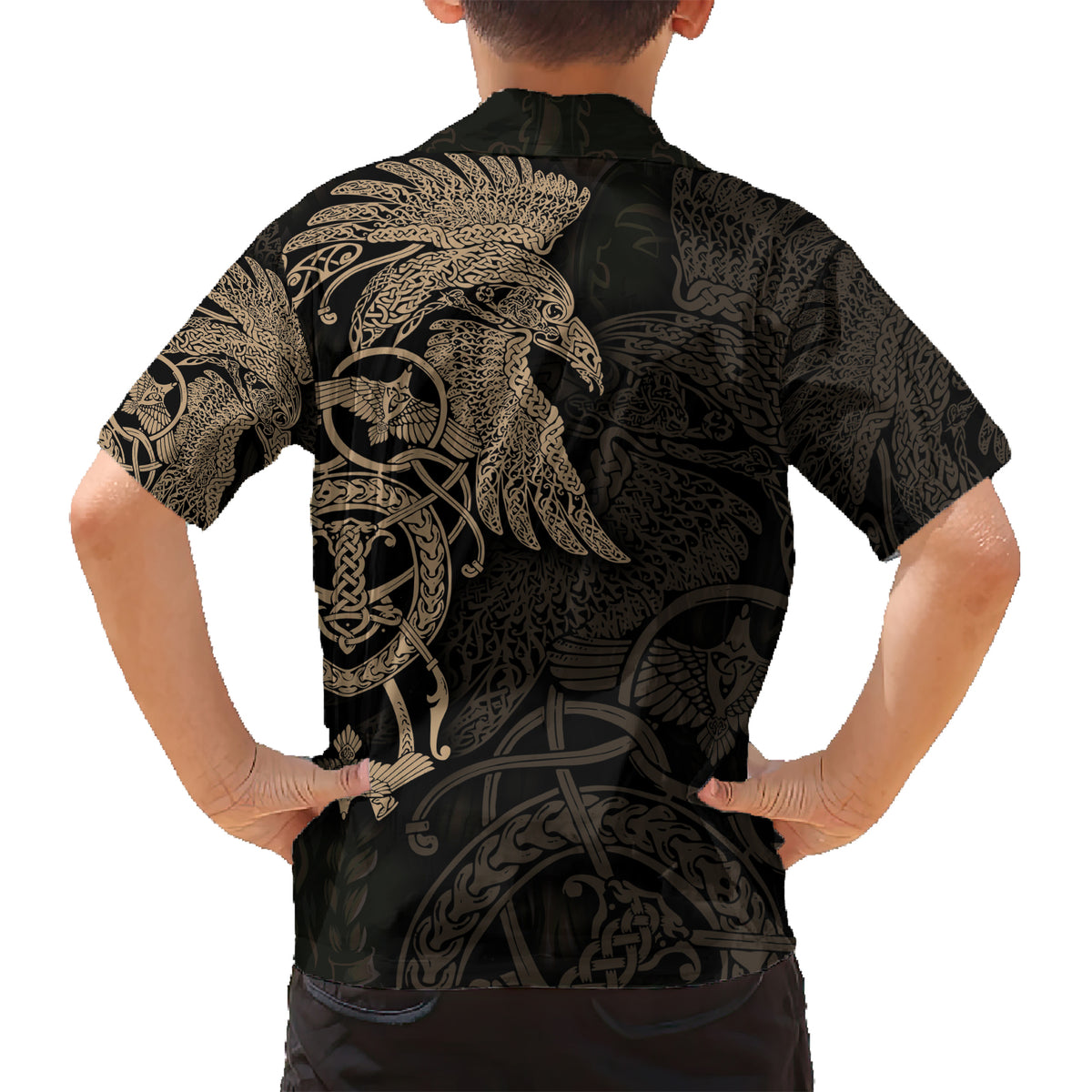 Viking Raven Kid Hawaiian Shirt Wisdom in Flight - Wonder Print Shop