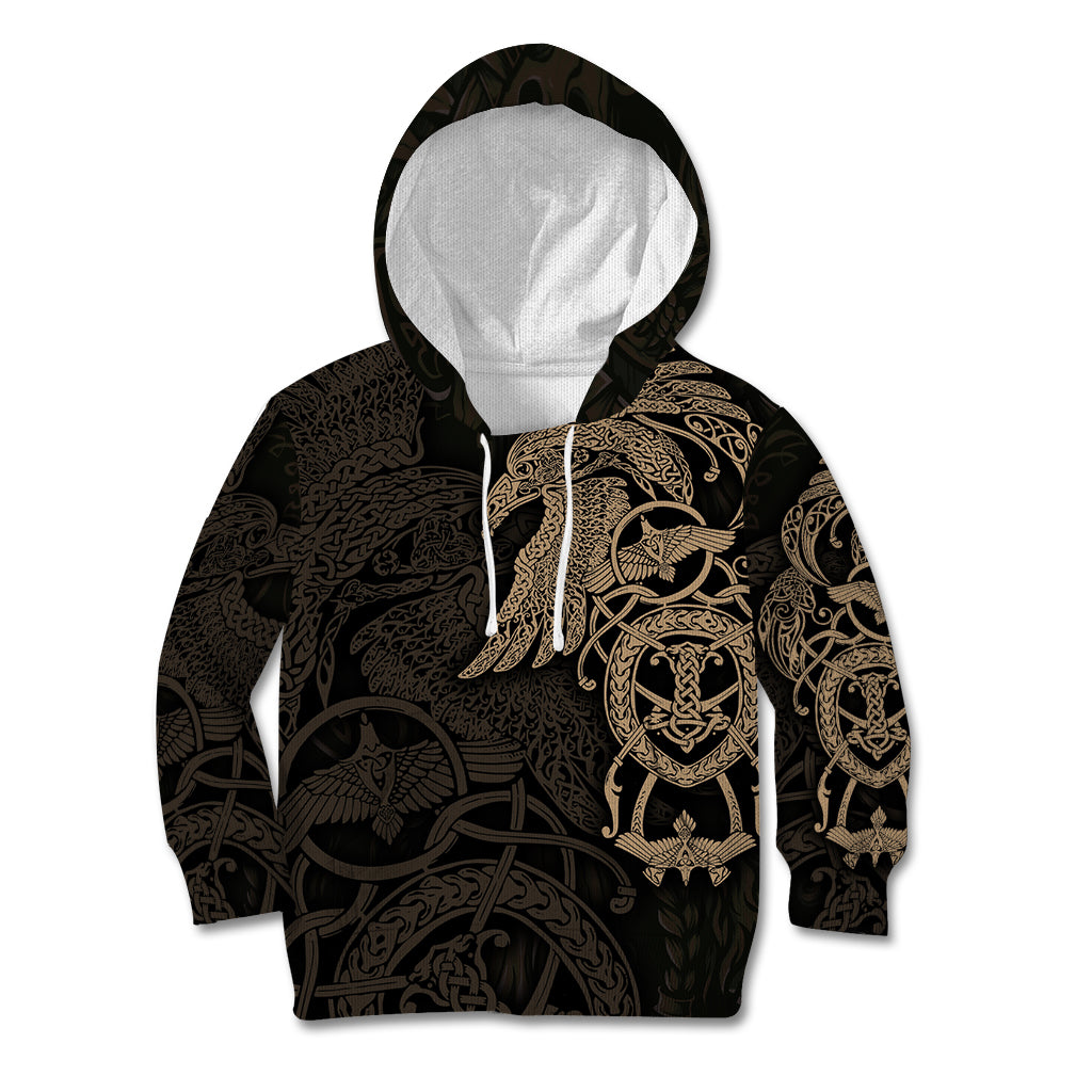 Viking Raven Kid Hoodie Wisdom in Flight - Wonder Print Shop