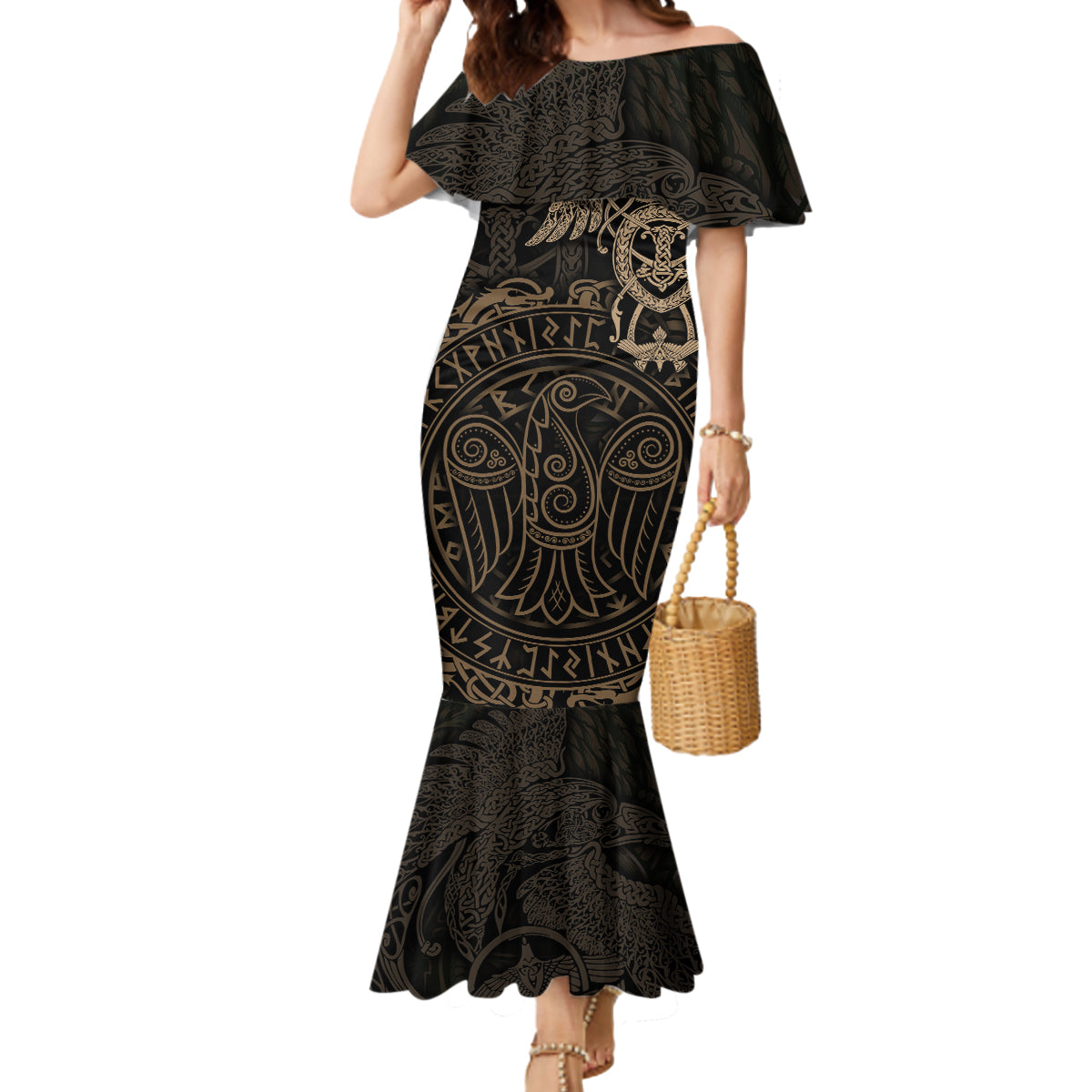 Viking Raven Mermaid Dress Wisdom in Flight - Wonder Print Shop