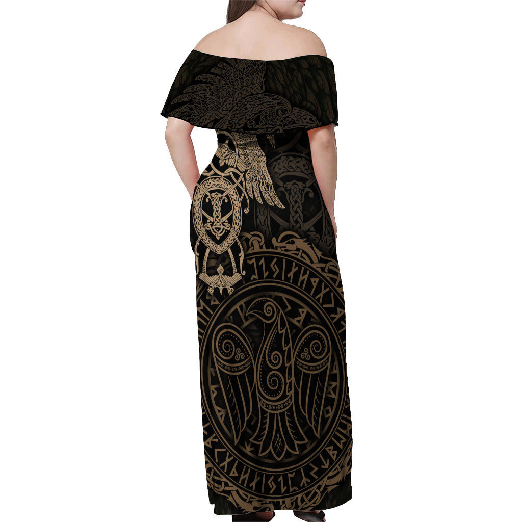 Viking Raven Off Shoulder Maxi Dress Wisdom in Flight - Wonder Print Shop