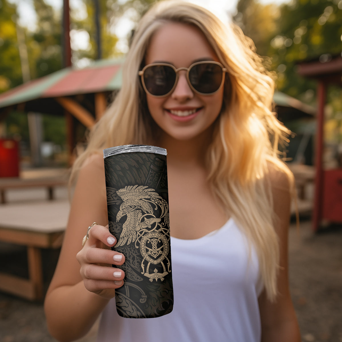 Viking Raven Skinny Tumbler Wisdom in Flight - Wonder Print Shop