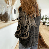 Viking Raven Women Casual Shirt Wisdom in Flight - Wonder Print Shop