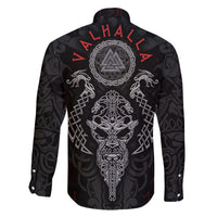 Viking Valhalla Family Matching Long Sleeve Bodycon Dress and Hawaiian Shirt Odin and Drakkar Pattern - Wonder Print Shop