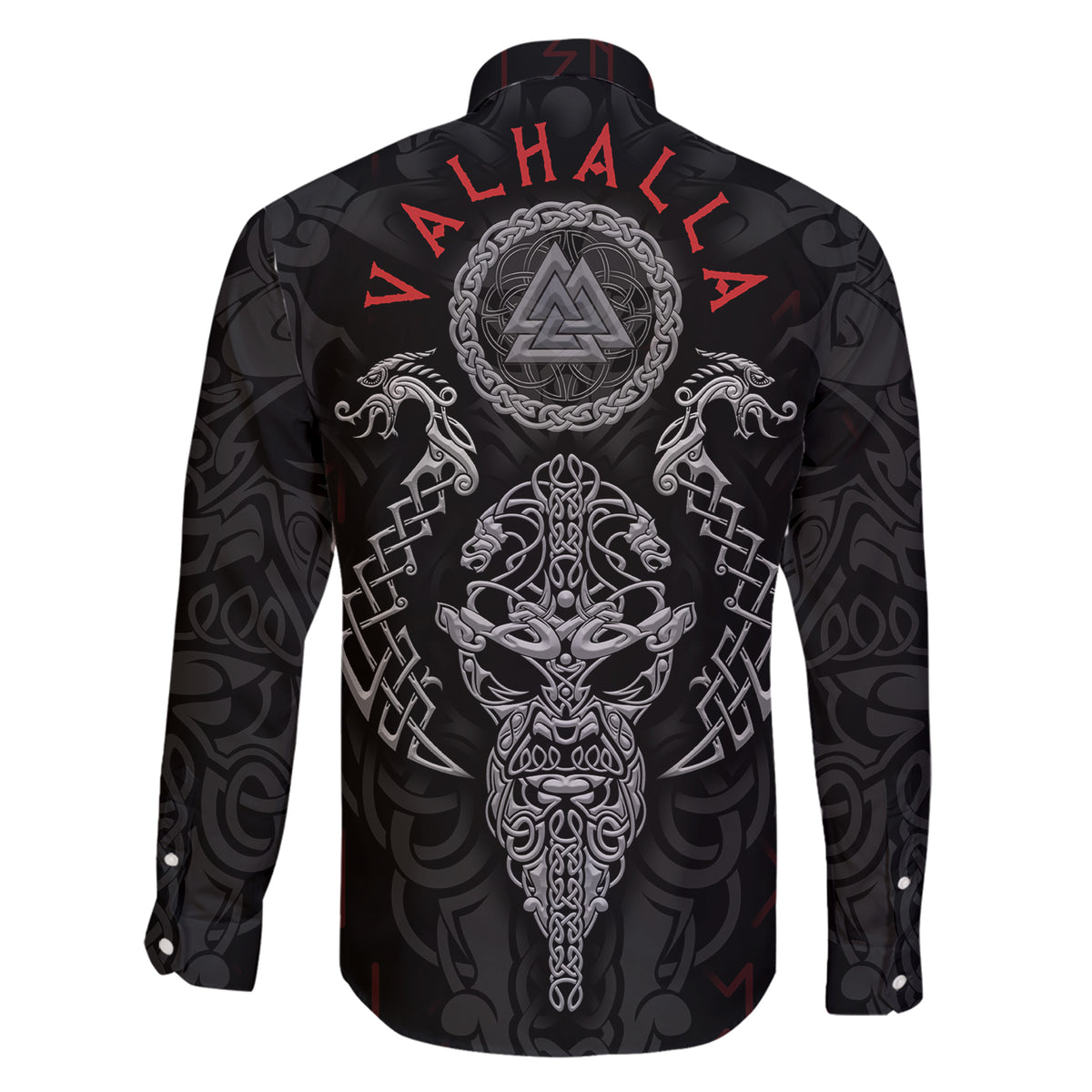 Viking Valhalla Family Matching Short Sleeve Bodycon Dress and Hawaiian Shirt Odin and Drakkar Pattern - Wonder Print Shop