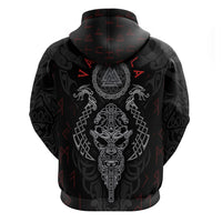 Viking Valhalla Hoodie Odin and Drakkar Pattern - Wonder Print Shop