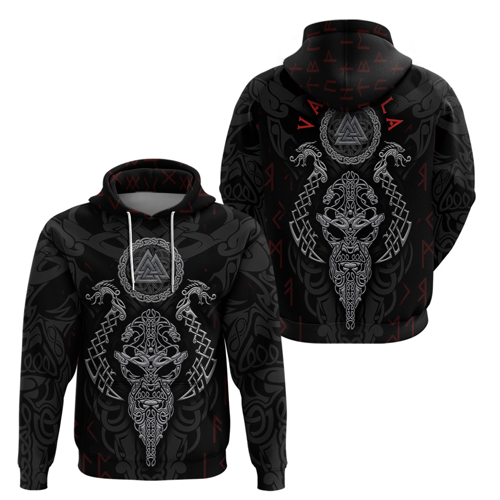 Viking Valhalla Hoodie Odin and Drakkar Pattern - Wonder Print Shop