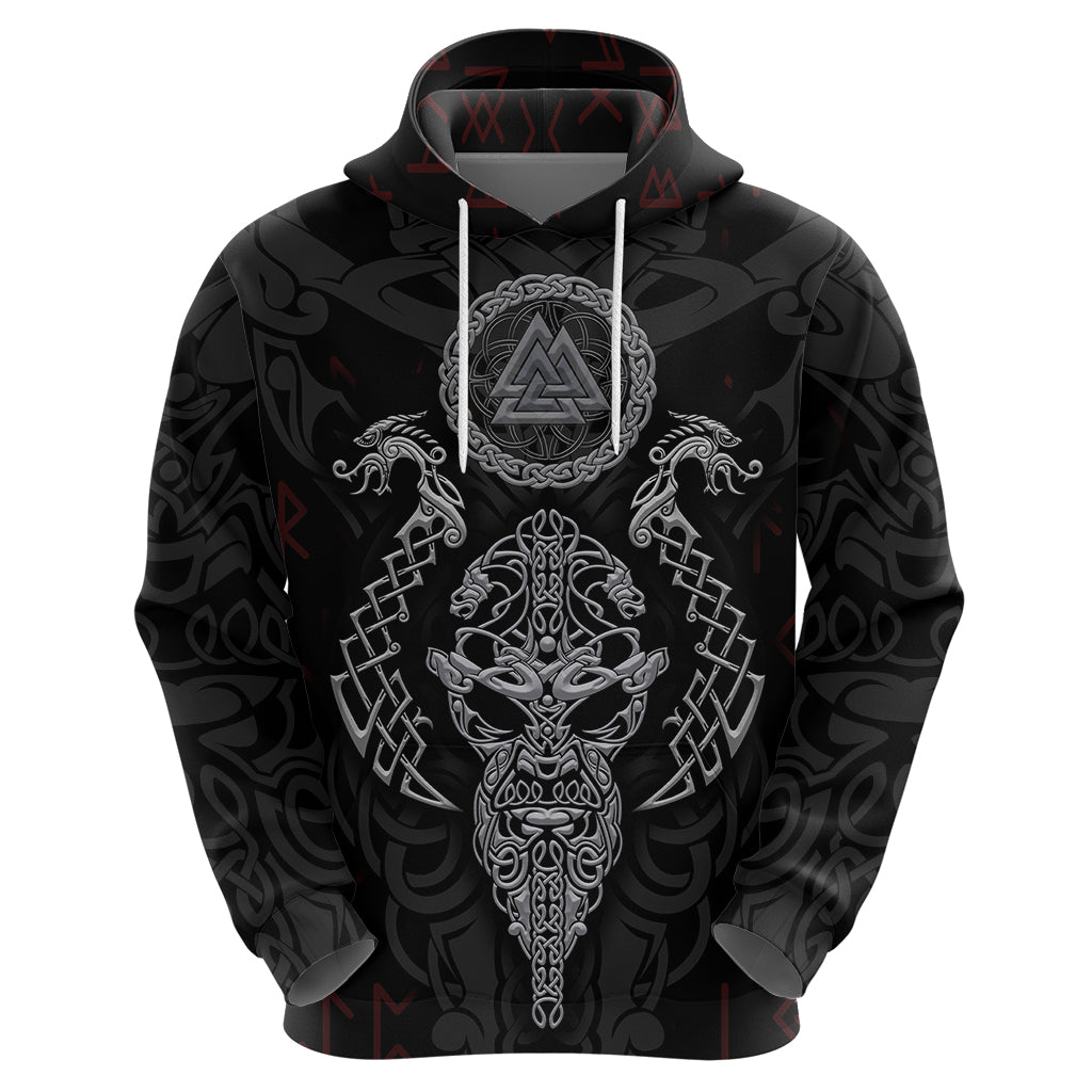 Viking Valhalla Hoodie Odin and Drakkar Pattern - Wonder Print Shop