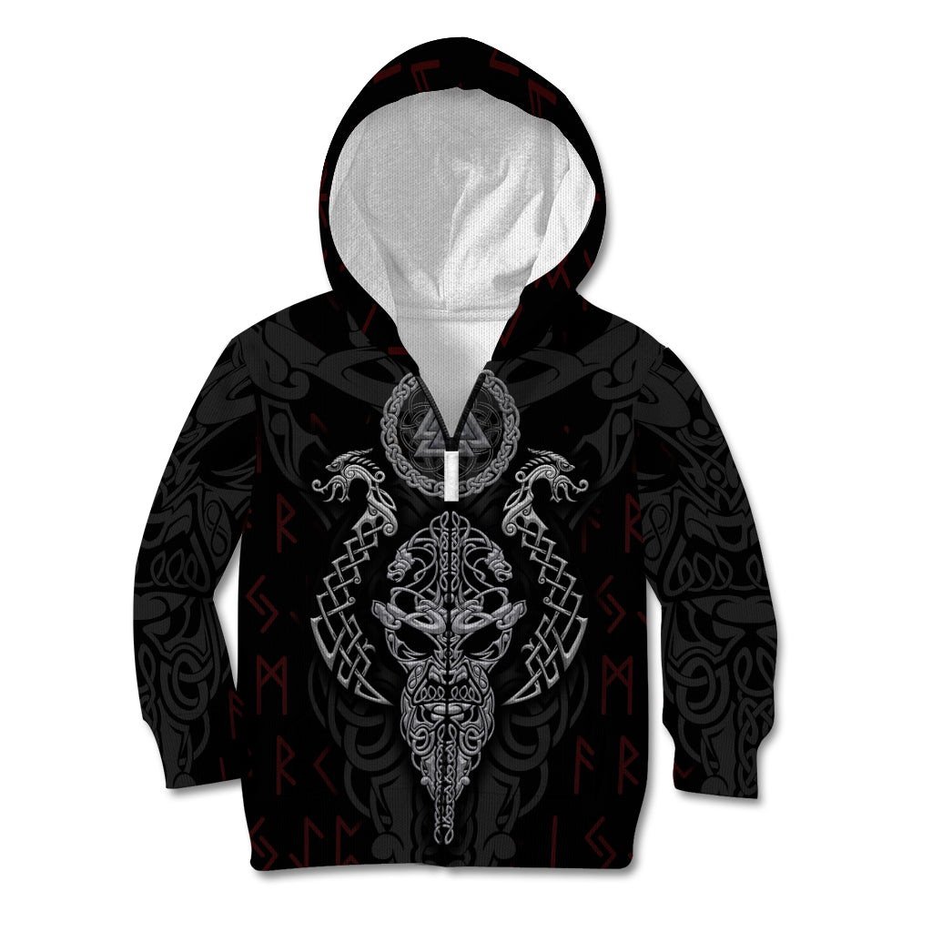 Viking Valhalla Kid Hoodie Odin and Drakkar Pattern - Wonder Print Shop