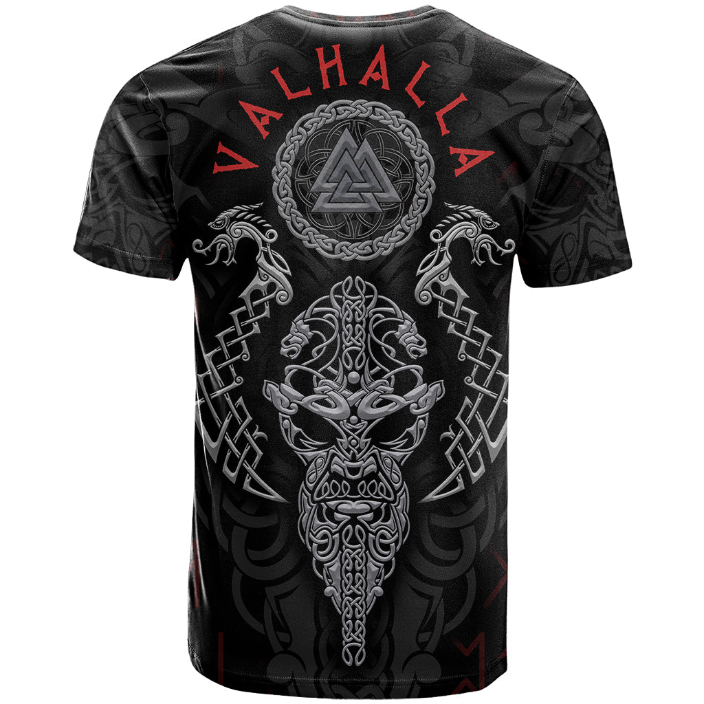 Viking Valhalla T Shirt Odin and Drakkar Pattern - Wonder Print Shop