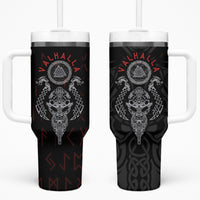 Viking Valhalla Tumbler With Handle Odin and Drakkar Pattern - Wonder Print Shop