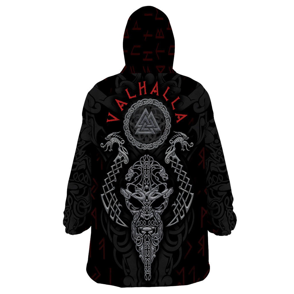 Viking Valhalla Wearable Blanket Hoodie Odin and Drakkar Pattern - Wonder Print Shop