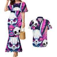 Crazy Rabbit Lady Couples Matching Mermaid Dress and Hawaiian Shirt - Wonder Print Shop