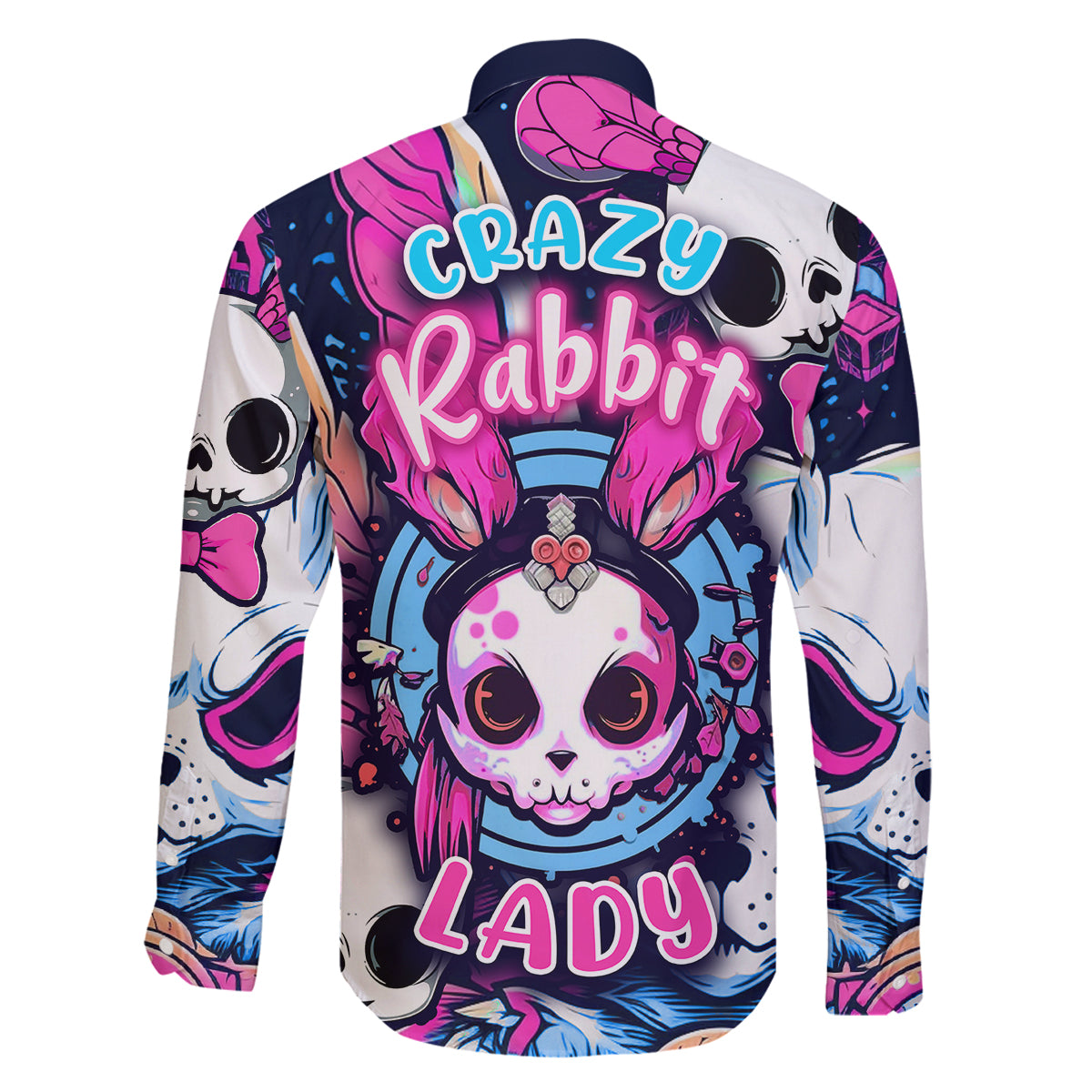Crazy Rabbit Lady Family Matching Long Sleeve Bodycon Dress and Hawaiian Shirt - Wonder Print Shop