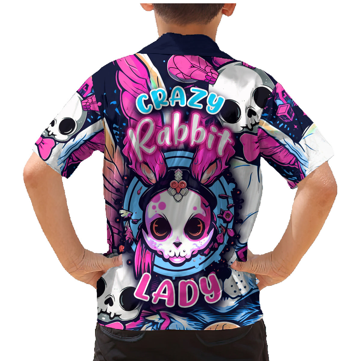 Crazy Rabbit Lady Family Matching Mermaid Dress and Hawaiian Shirt - Wonder Print Shop