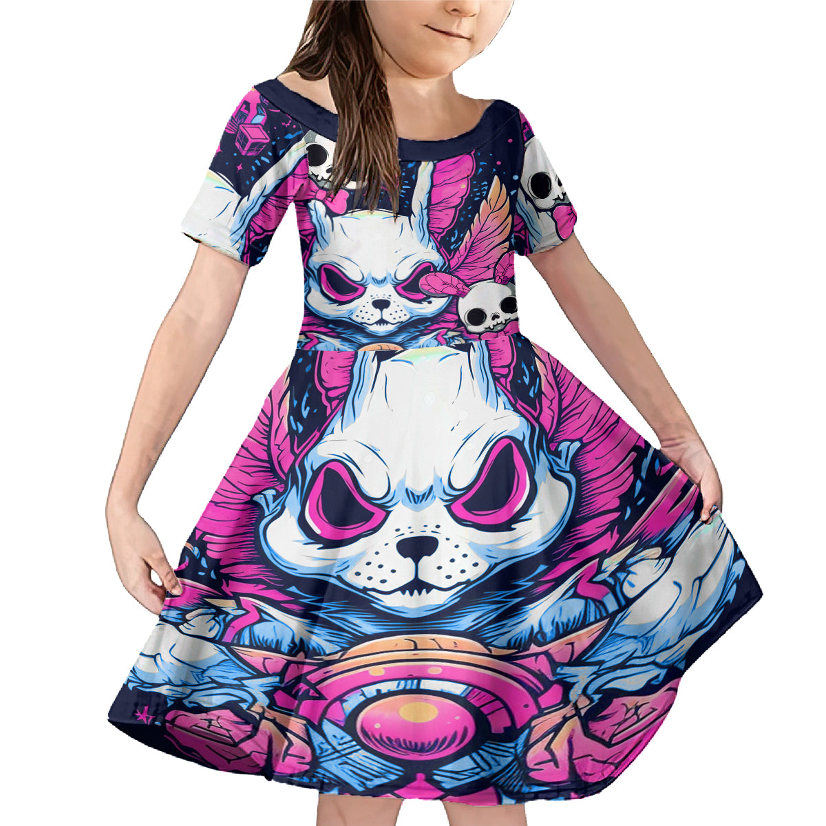 Crazy Rabbit Lady Family Matching Mermaid Dress and Hawaiian Shirt - Wonder Print Shop