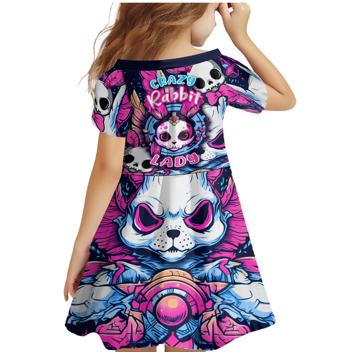 Crazy Rabbit Lady Family Matching Mermaid Dress and Hawaiian Shirt - Wonder Print Shop